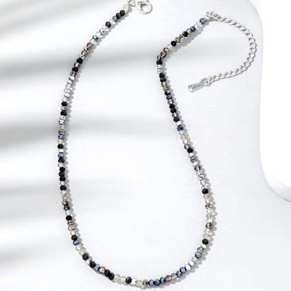 SALE Handmade Labradorite and Black Moonstone Faceted Crystal Stone Necklace - Picture 2 of 5